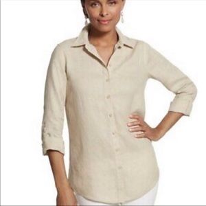 NWT Chico's Beige Button Down Size 1x